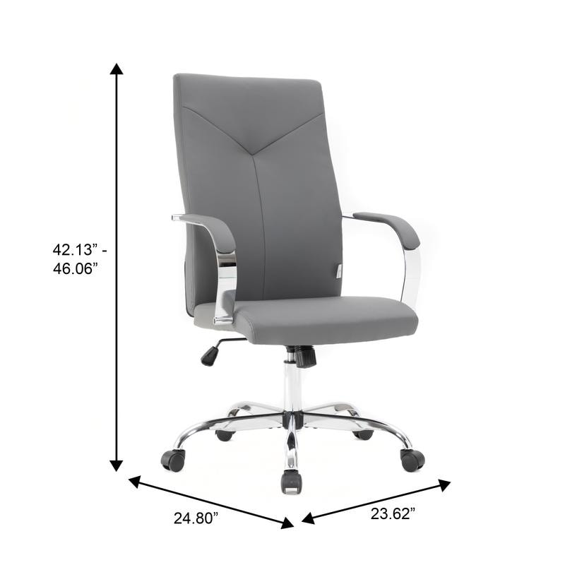 20 PCS Sonora Ergonomic High-Back Leather Desk Office Chair with Chrome Base and Tilt for Home Office - Grey