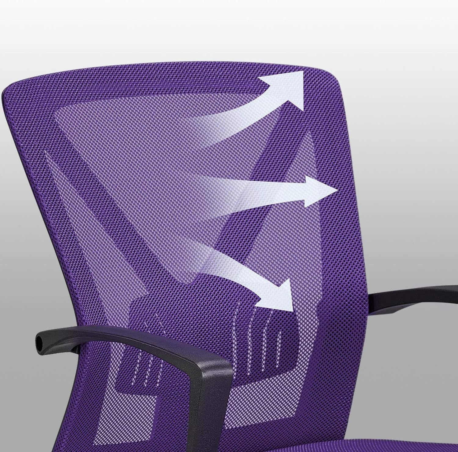 Yaheetech Mid-Back Mesh Task Office Desk Chair with Wheels and Arms, Purple | Breathable Mesh Back and Foam-Padded Seat for All-Day Comfort; Sturdy Metal Frame, Height Adjustable, and Easy to Assemble