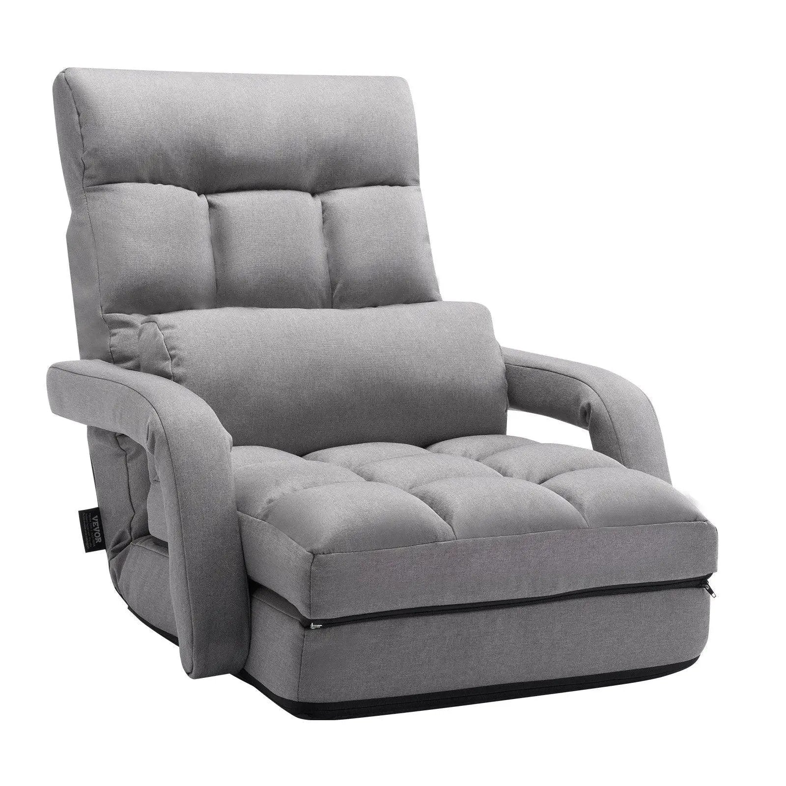 Gray Floor Chair Folding Sofa Lounger With 5 Adjustable Positions by Platinum-Level Office Chairs