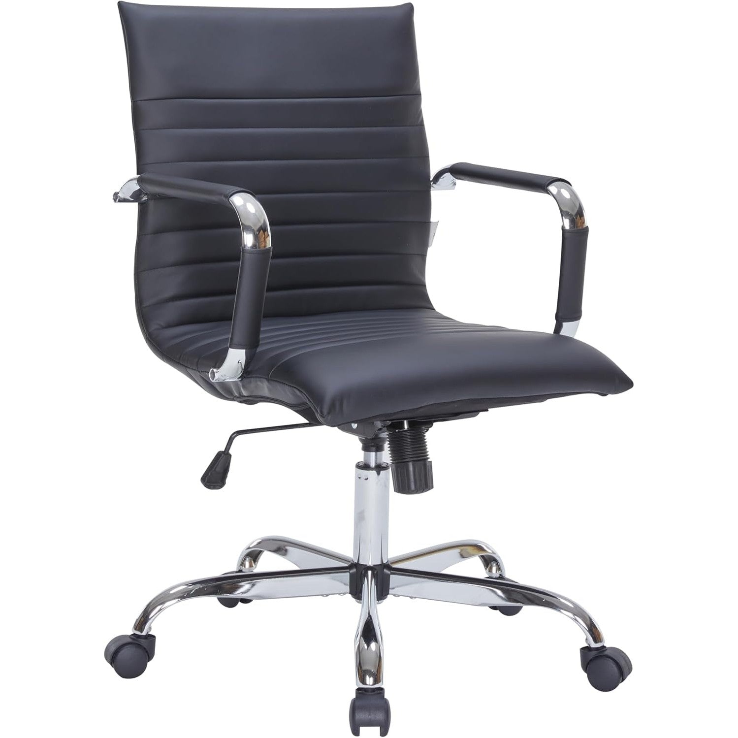 Leisuremod Ergonomic Executive Office Chair with Lumbar Support – Adjustable Leather Swivel Desk Chair, High Back Computer Chair Home & Office with Rolling Wheels & Chrome Base