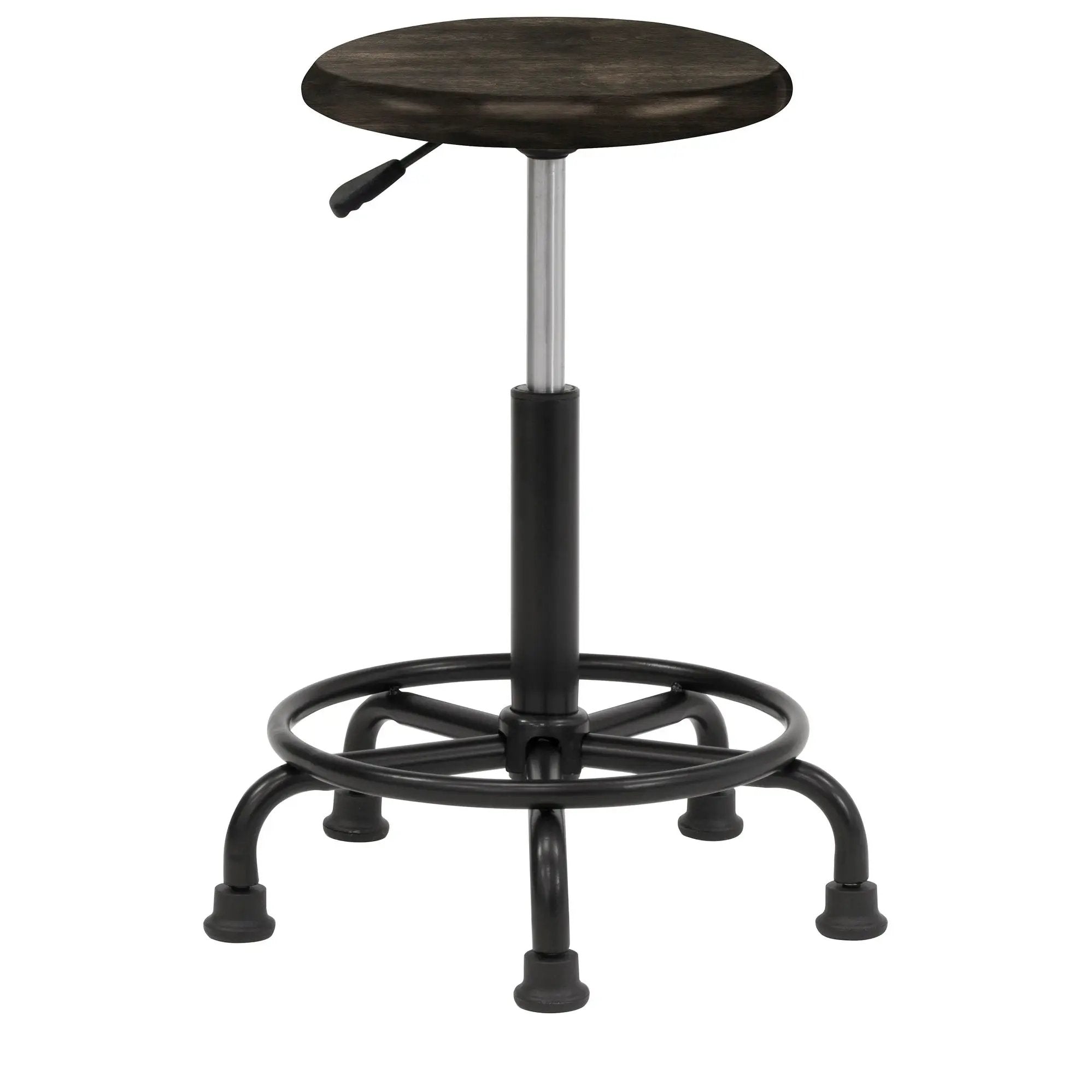 Retro Wood Drafting Stool with Adjustable Height Seat