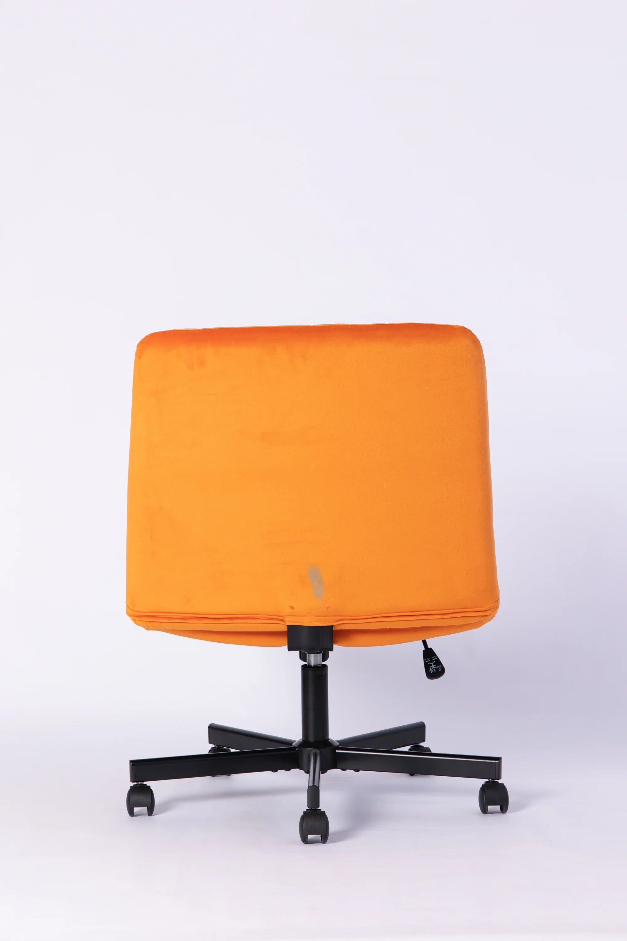 Orange Velvet Criss Cross Armless Office Chair With Wheels