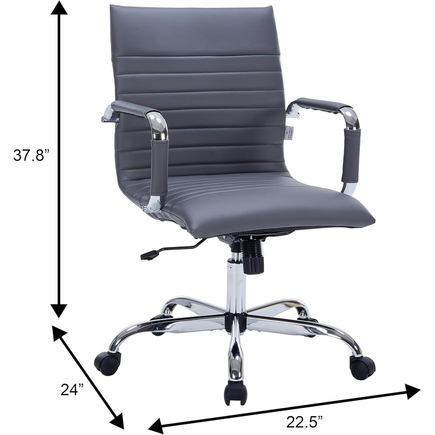Leisuremod Ergonomic Executive Office Chair with Lumbar Support – Adjustable Leather Swivel Desk Chair, High Back Computer Chair Home & Office with Rolling Wheels & Chrome Base
