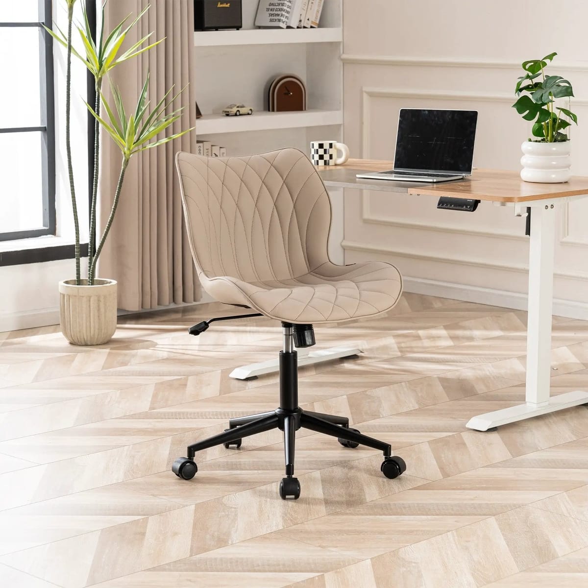 Swivel Armless Desk Chair Office Chairs Makeup Vanity Chair