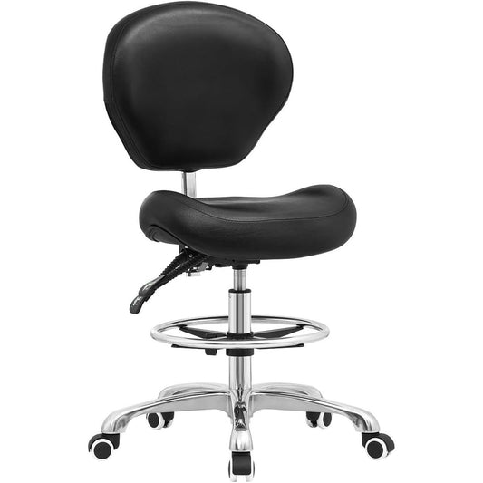 Kaleurrier Adjustable Stool Drafting Chairs: Tall Office Chair for Standing Desk with Backrest & Foot Rest - Ergonomic Drafting Stools with Rolling Wheels for Shop Studio Dental Salon Home(Black) by Shenzhen Karrie