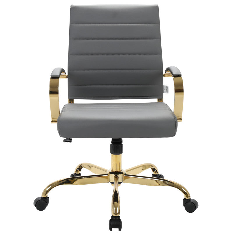 Grey leather office chairs, set of 2 – view 7