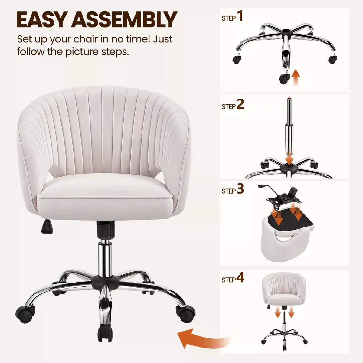 Yaheetech Rolling Office Chair Armchair with Tufted Barrel