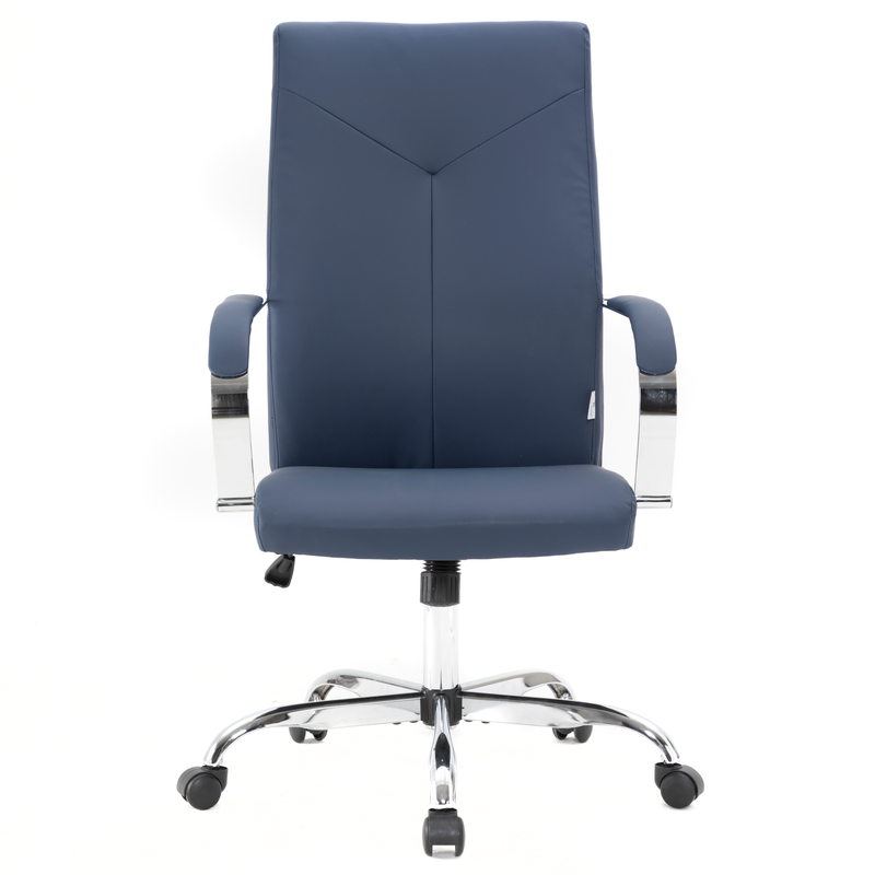 20 PCS Sonora Ergonomic High-Back Leather Desk Office Chair with Chrome Base and Tilt for Home Office - Navy Blue
