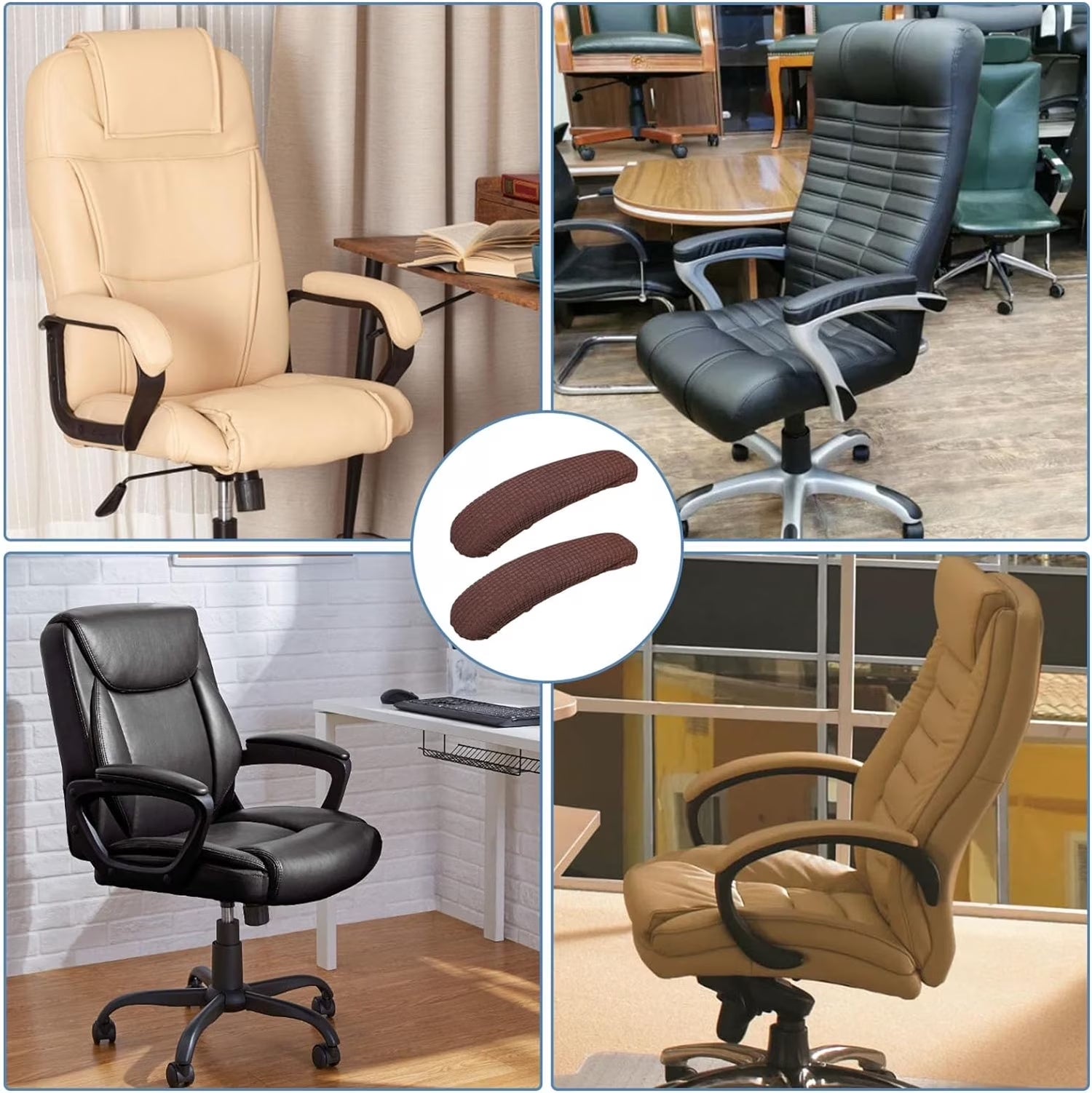 Chair Arm Covers,Happon Chair Armrest Covers,Removable Stretch Desk Chair Arm Cover Washable Computer Chair Arm Covers Protectors for Office Chairs (2Pcs/Set)