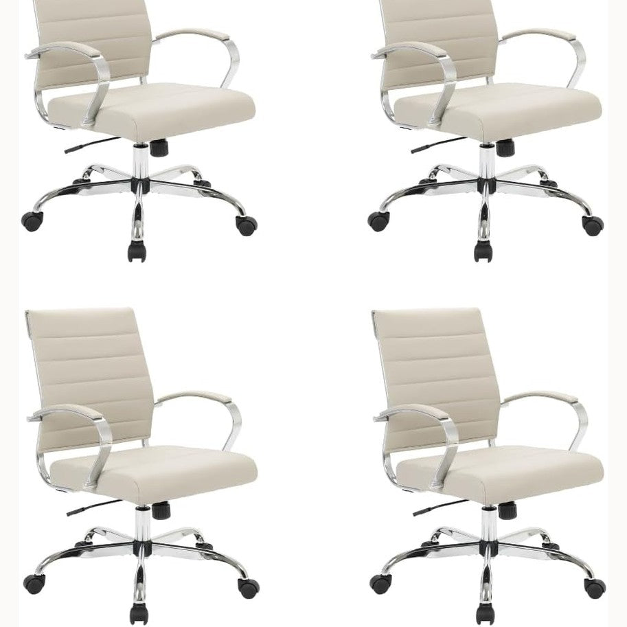 Leisuremod Benmar Leather Office Desk Chair, Mid-Back Ergonomic Swivel Chair with Lumbar Support, Adjustable Height, Tilt Lock, Cushioned Seat & Back, Home Office Task Chair (Tan, Single)
