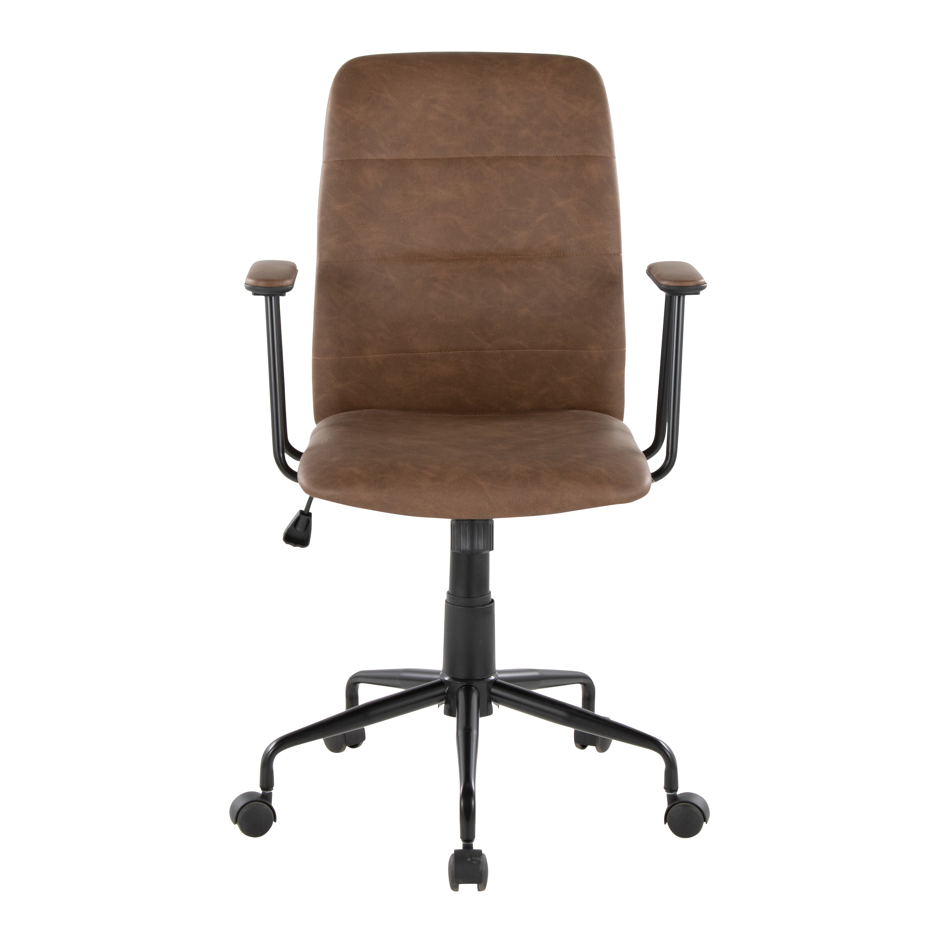 Office Chair in Espresso Faux Leather, Adjustable Swivel Desk Chair