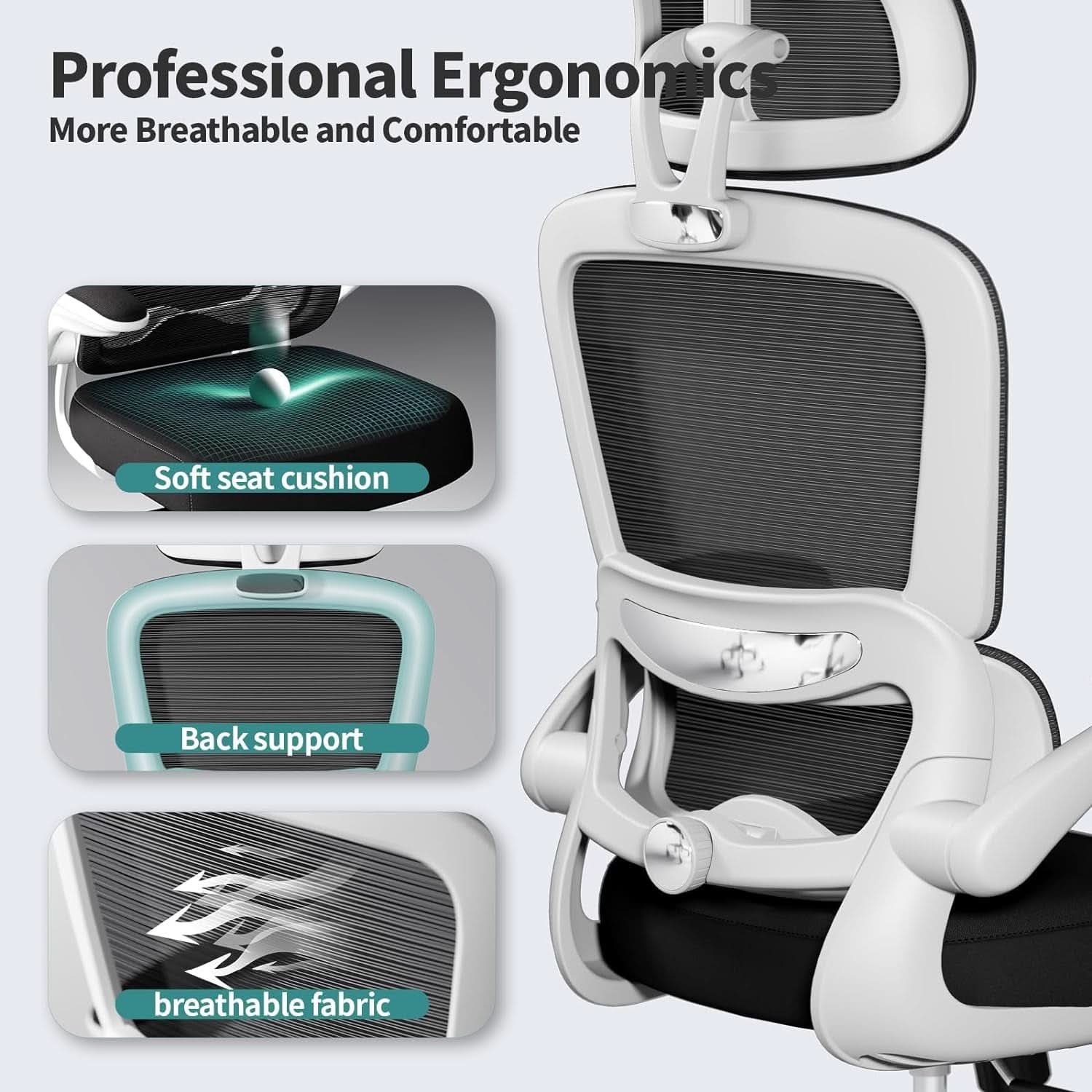 Black and White High Back Mesh Ergonomic Office Chair - Platinum-Level Office Chairs