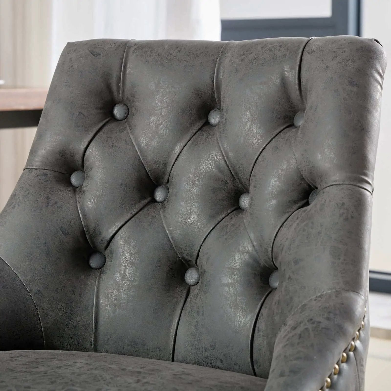 Medieval Retro Style Sheepskin Pattern Fabric Home Office Chair with Lift, Swivel and Recline Functions