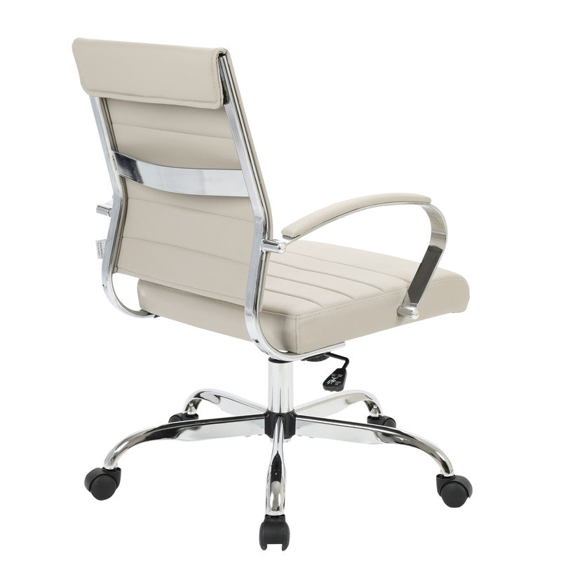 30 PCS Benmar Leather Office Desk Computer Chair with Ribbed Seat and Steel Frame - Tan
