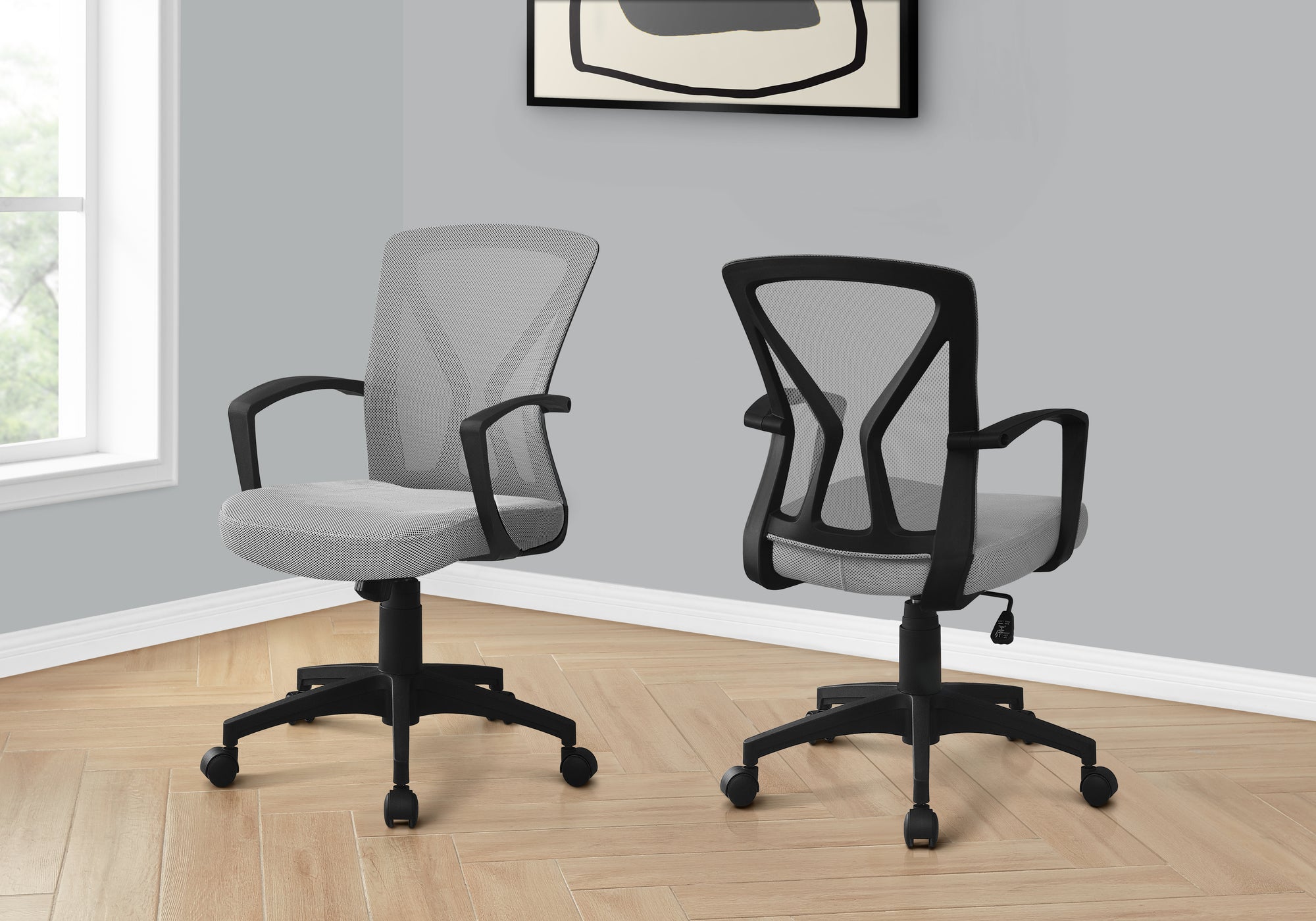 Compact Charcoal Mesh Desk Chair, Waterfall Seat Edge, Tilt Lock - Platinum-Level Office Chairs