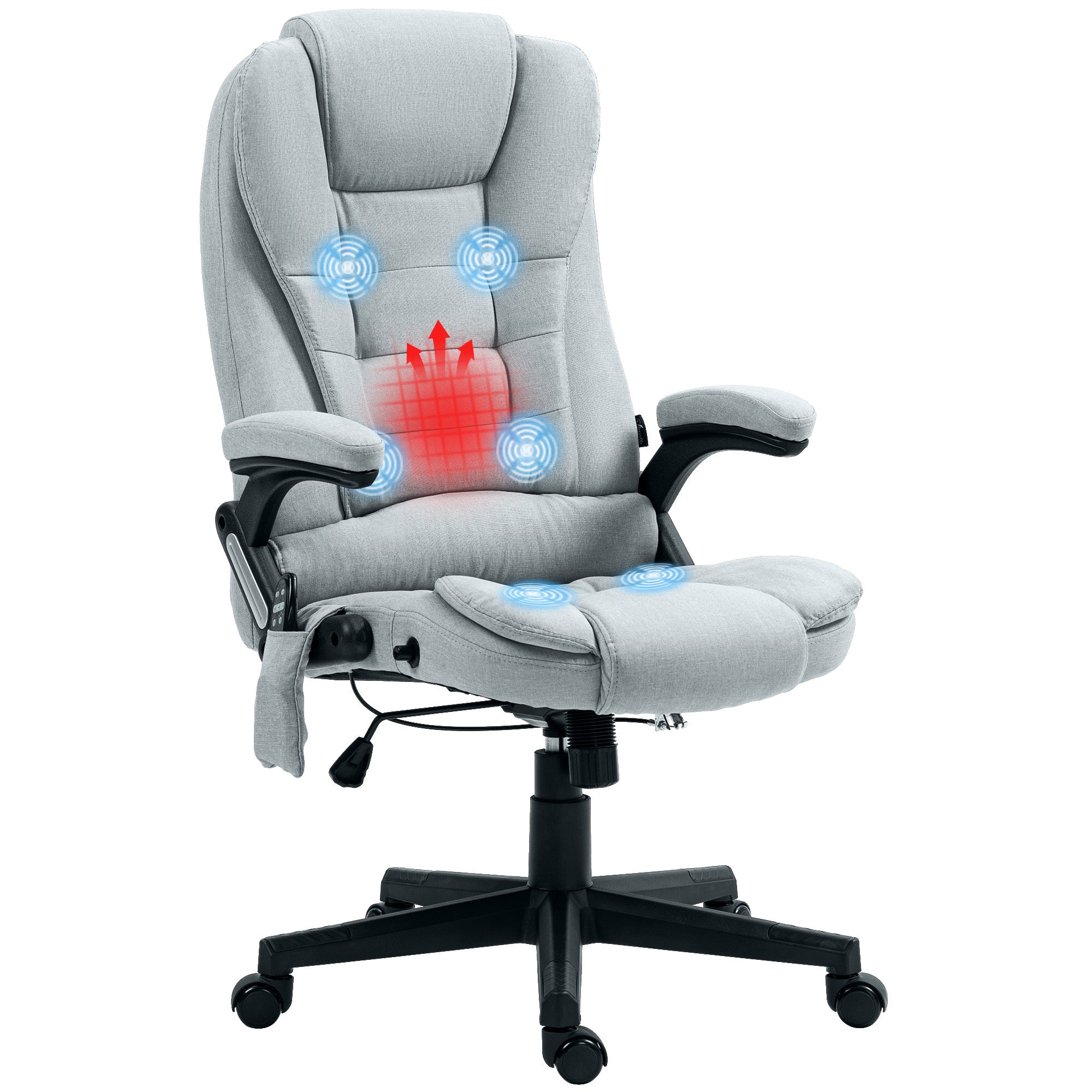 Light Gray Linen Massage Office Chair with Heat - Platinum-Level Office Chairs