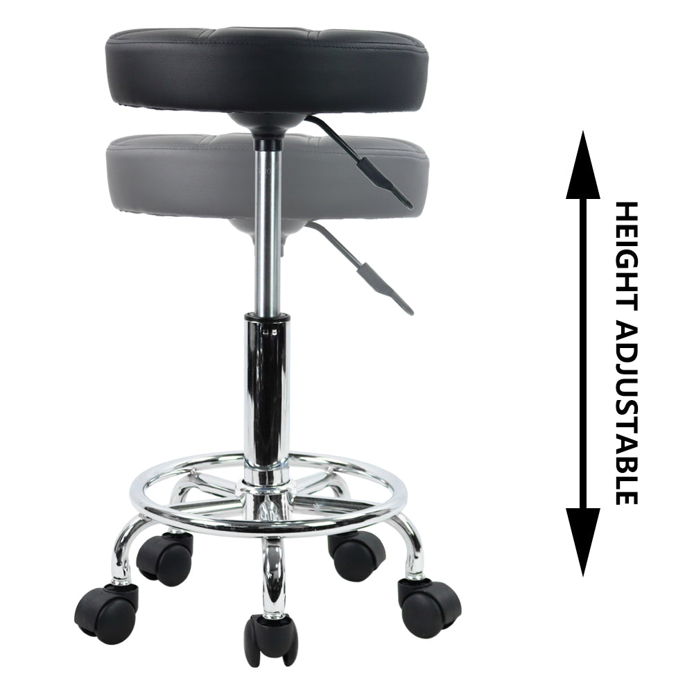 PU Leather Rolling Salon Stool With Adjustable Height 360