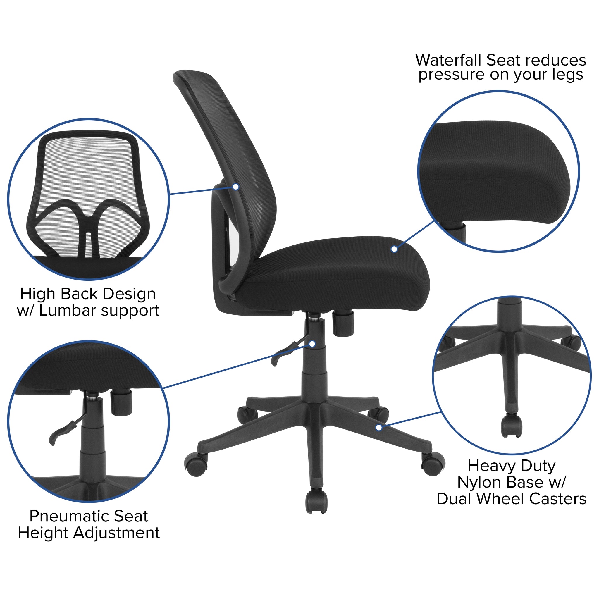 Salerno Series High Back Black Mesh Office Chair - image 3