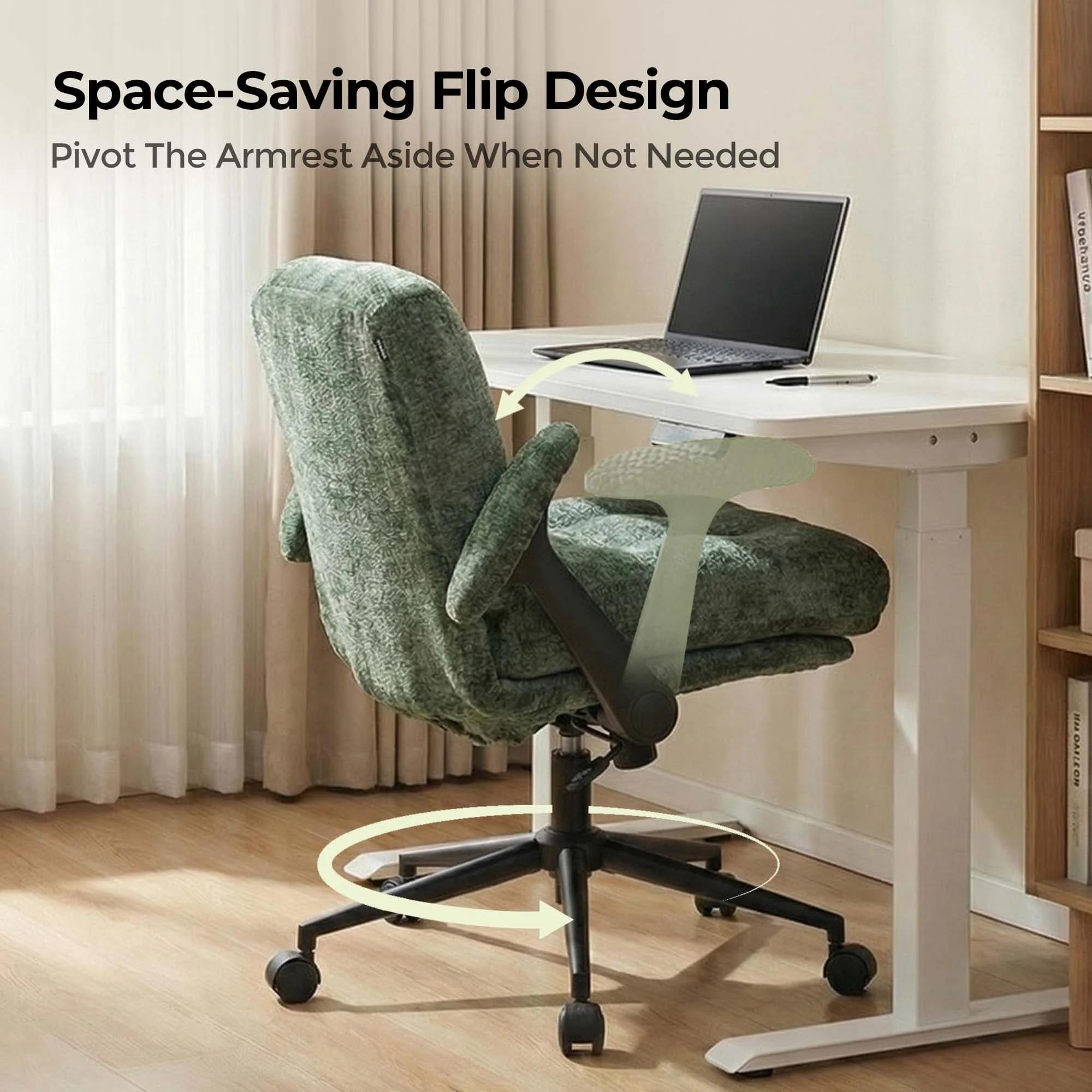 Green Pineapple Textured Chenille Swivel Desk Chair