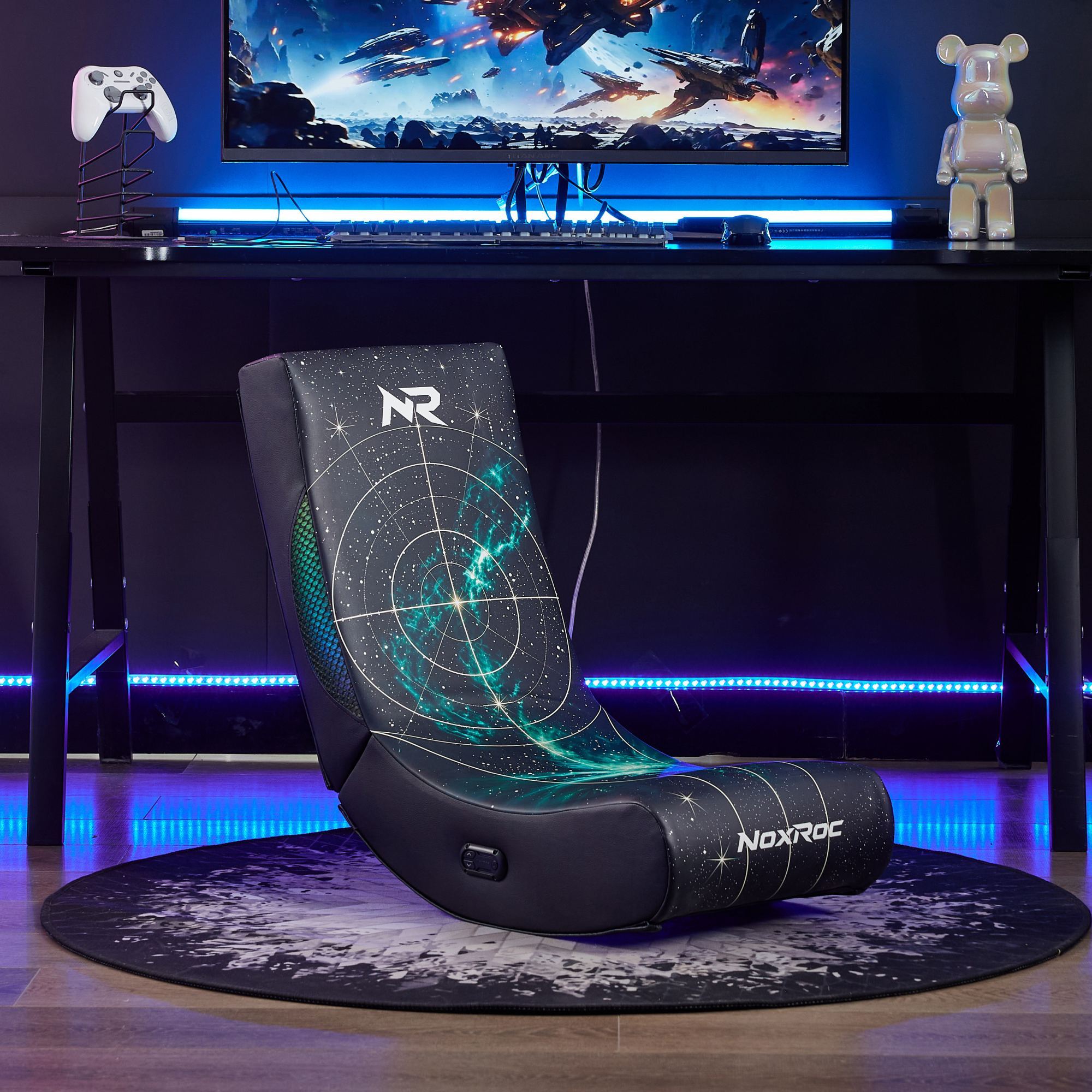 NoxRoc Space Galaxy PU Leather Gaming Floor Rocker Chair RGB LED - Platinum-Level Office Chairs