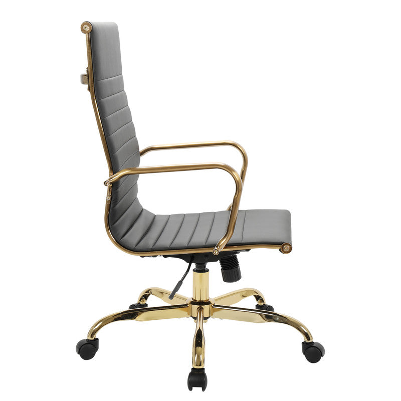 17 PCS Harris Modern High-Back Leather Upholstered Office Chair with Tilt & Swivel for Home Office - Black
