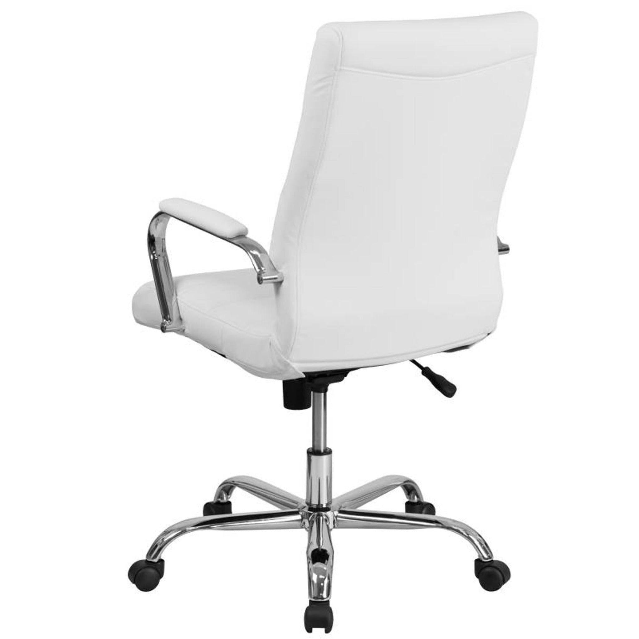 Whitney High Back White LeatherSoft Executive Office Chair with Chrome Frame