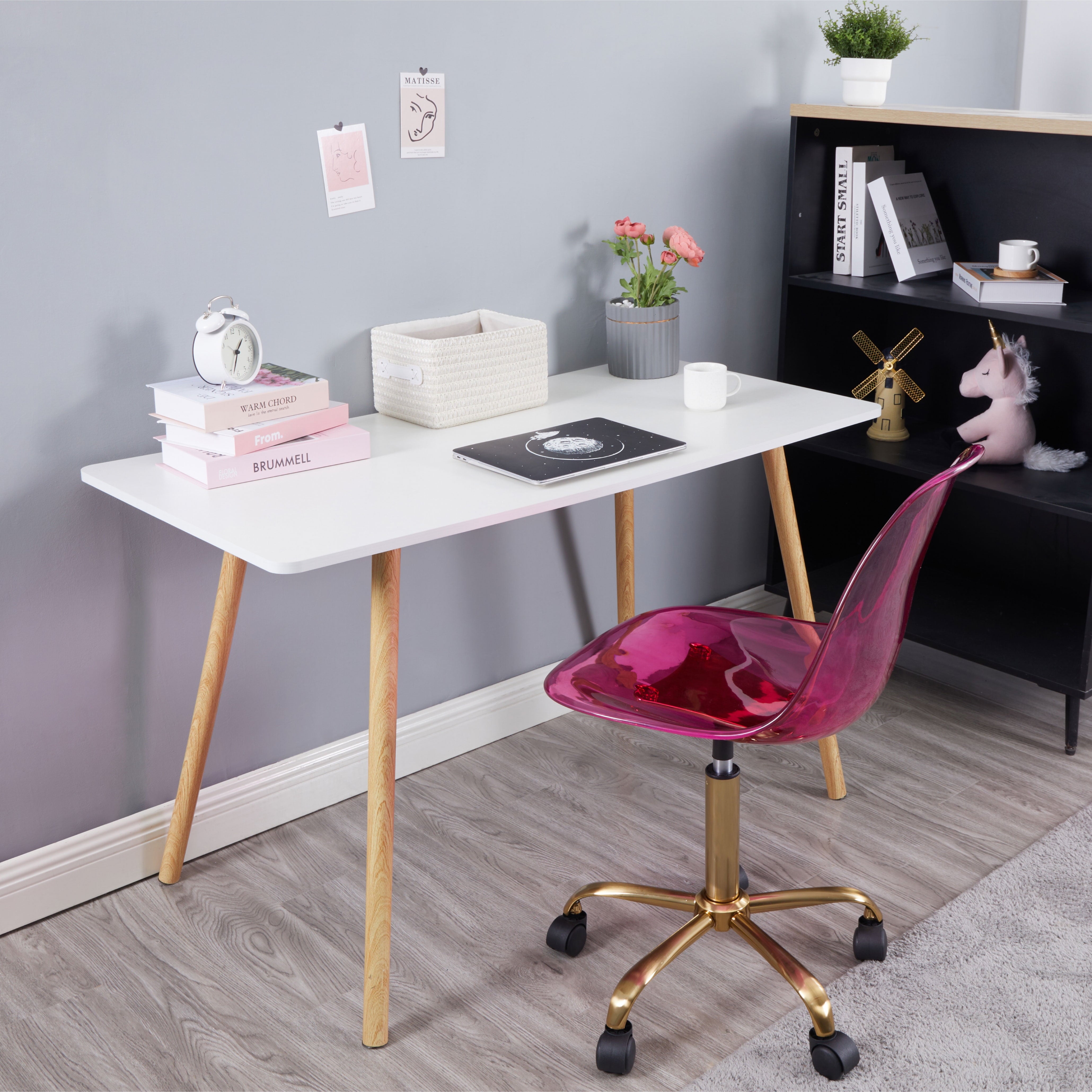 Mainstays Acrylic Rolling Office Chair, Purple, High Back, Adjustable Height