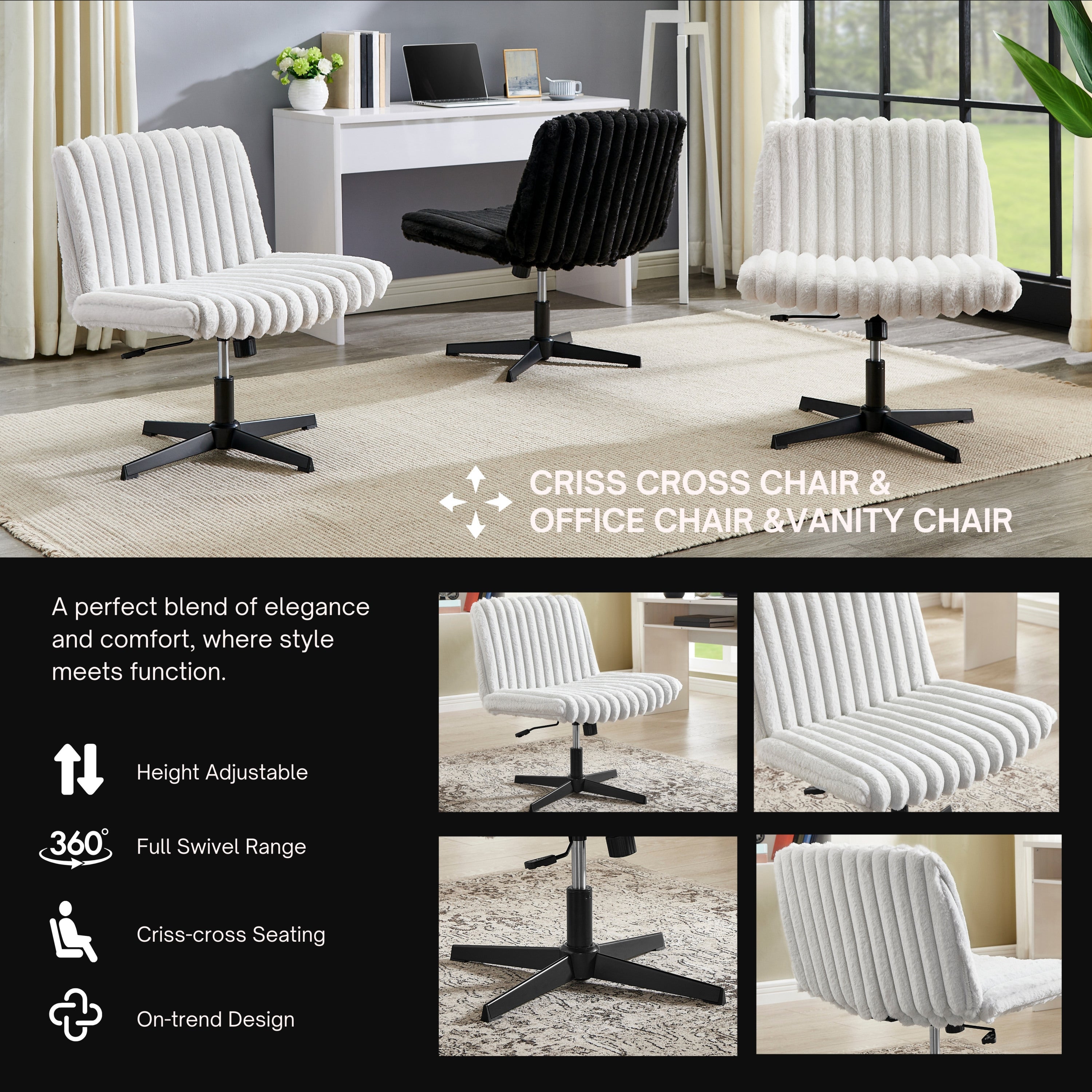 Blynn criss cross vanity chair – view 4