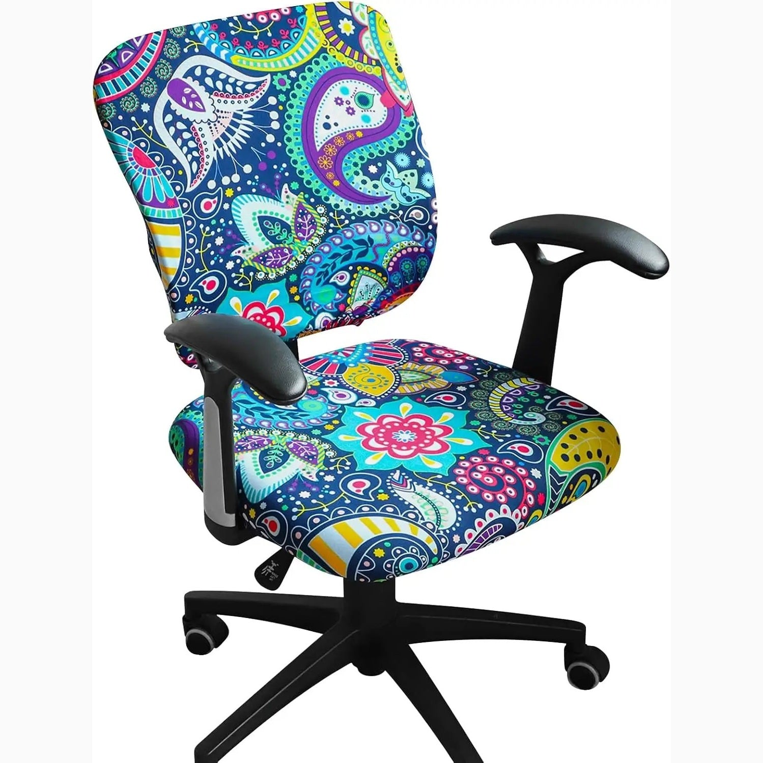 FORCHEER stretch boho desk chair cover set with seat and backrest, designed for office chairs, in a stylish two-piece design.