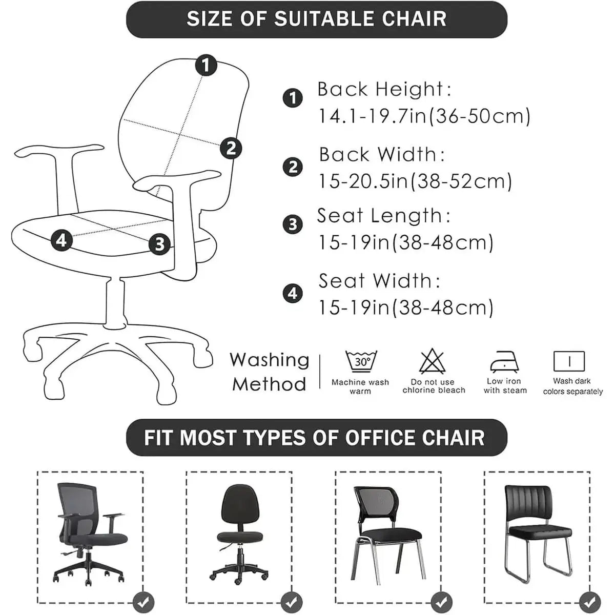 FORCHEER stretch boho desk chair cover set with seat and backrest, designed for office chairs, two-piece, decorative and protective.
