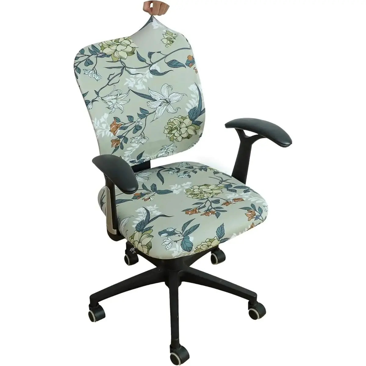 FORCHEER boho-style stretch desk chair cover with seat and backrest, designed to protect and refresh office chairs.