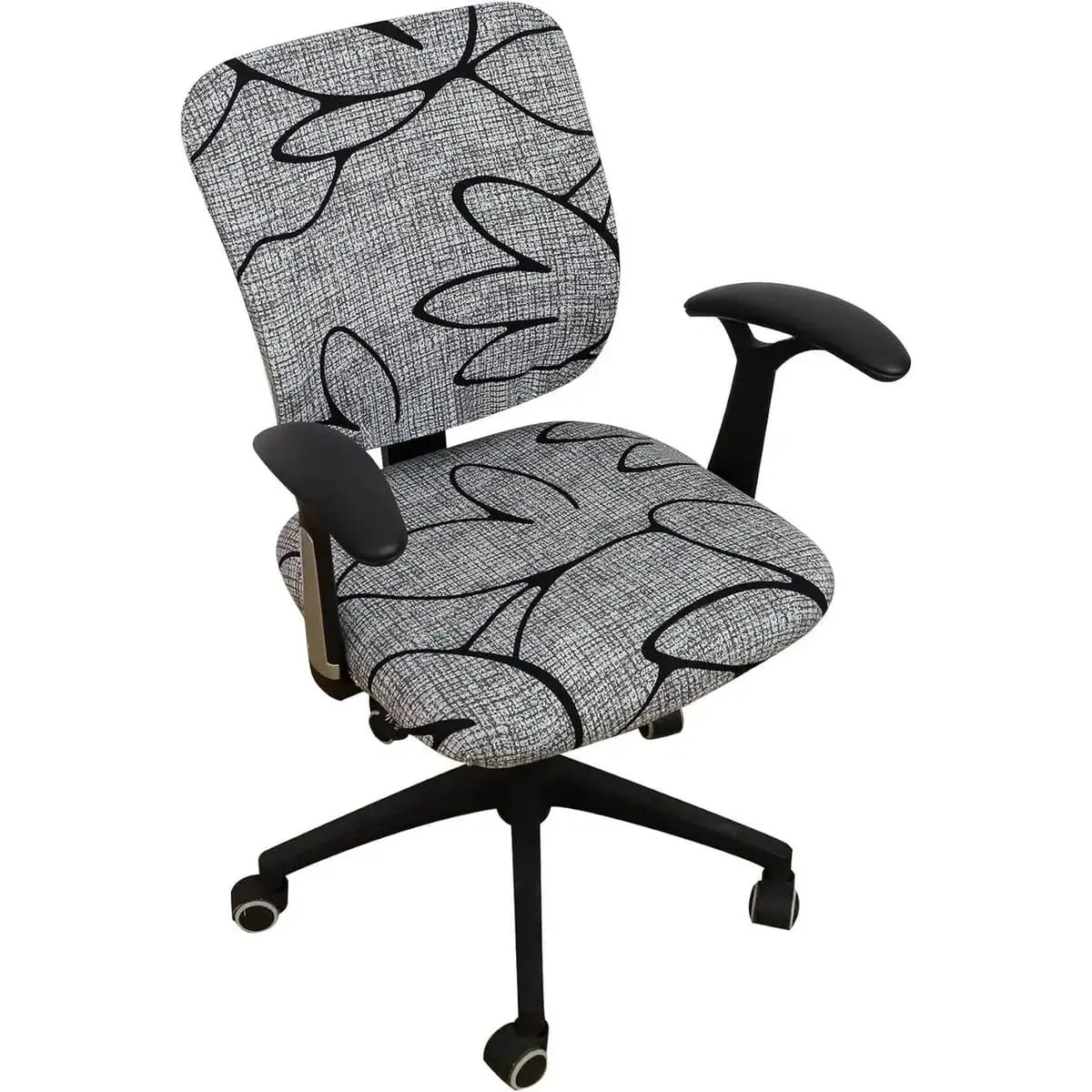FORCHEER boho desk chair cover set with stretch fabric, includes seat and backrest covers for office chairs.