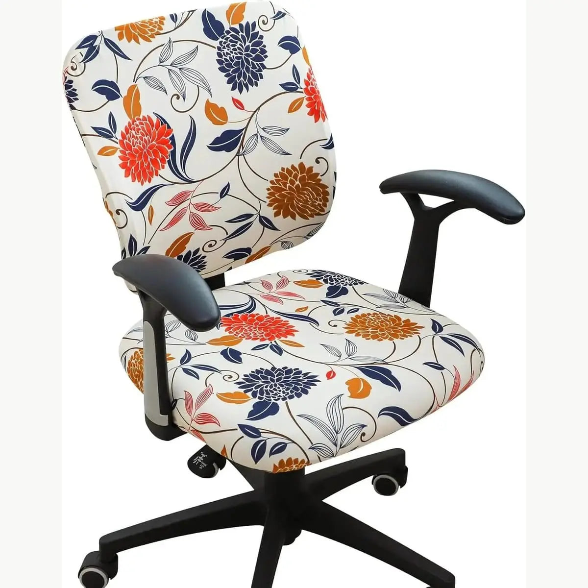 FORCHEER boho-style stretch desk chair cover with seat and backrest, designed for office chairs, two-piece set, stylish and protective.