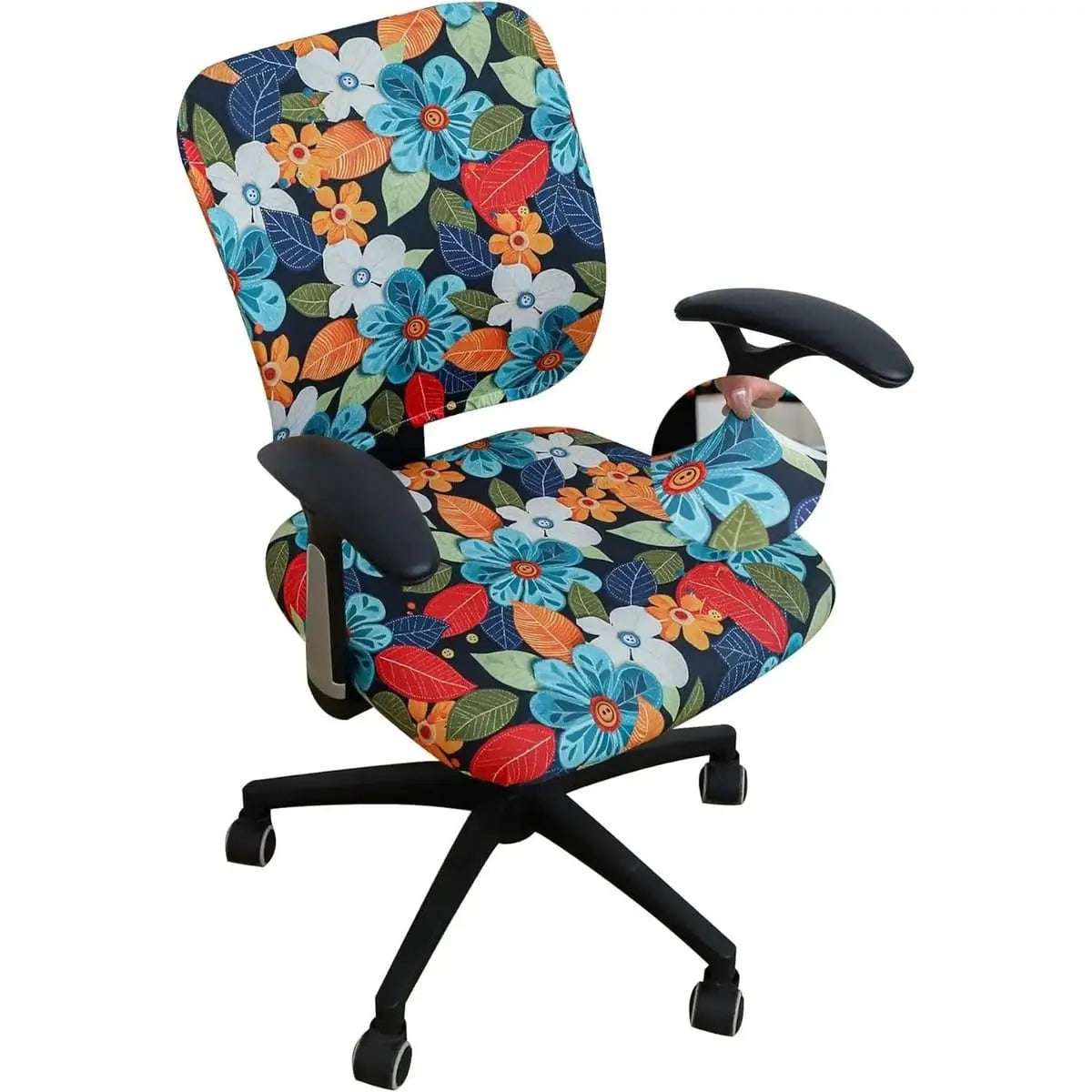 FORCHEER stretch boho desk chair cover with seat and backrest, designed for office chairs, two-piece set for a stylish update.