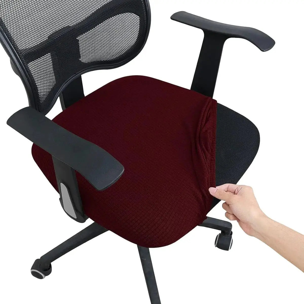 FORCHEER boho desk chair cover set with stretch fabric, includes seat and backrest covers for office chairs.