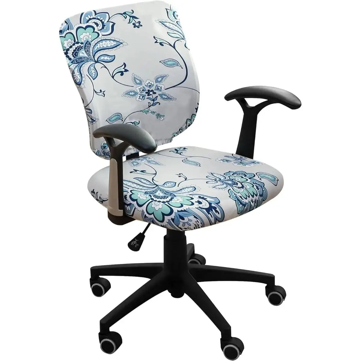 FORCHEER stretch boho desk chair cover with seat and backrest, designed for office chairs, in a two-piece set with colorful patterns.