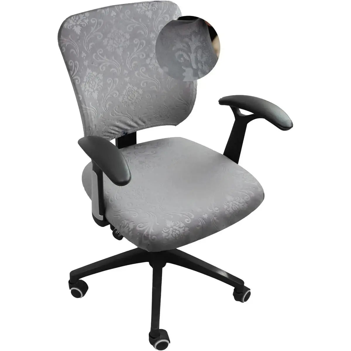FORCHEER boho-style stretch desk chair cover with two-piece set, including seat and backrest covers for office chairs.