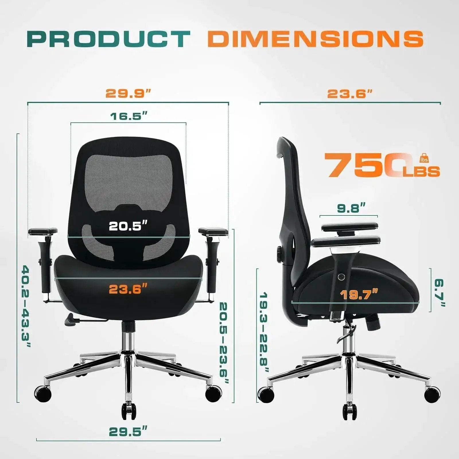GiGA big and tall office chair with wide cushioned seat and 4D adjustable armrests for comfort and support.