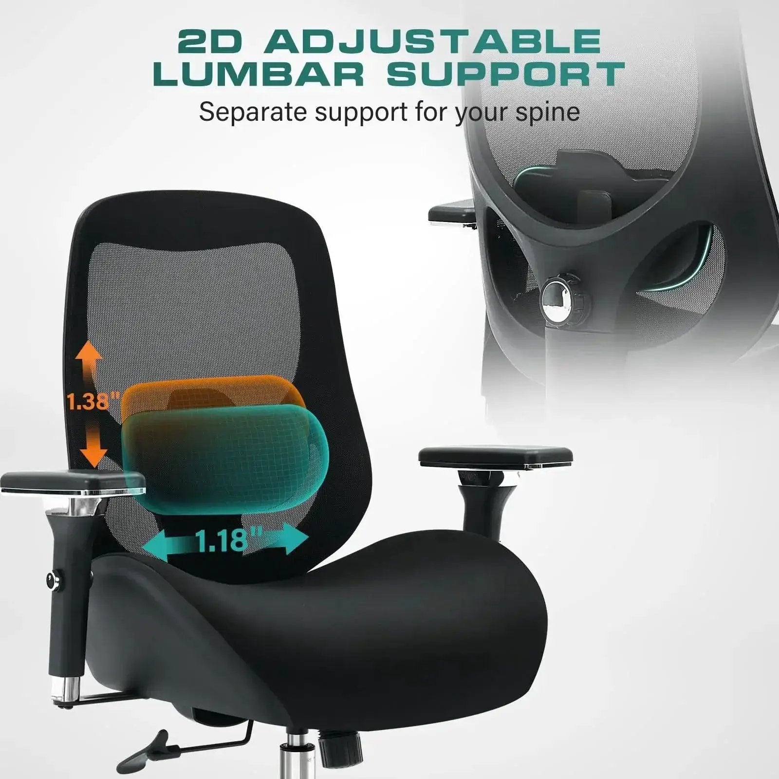 GiGA big and tall office chair with wide cushioned seat and adjustable 4D armrests, providing comfort and support.