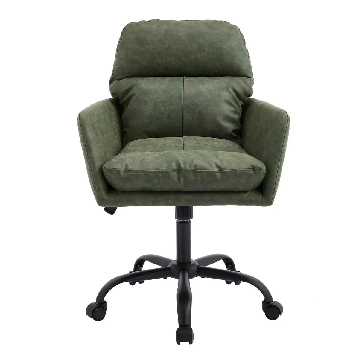Green PU leather GiGA office task chair with adjustable height and sturdy metal base, ergonomic design for comfortable seating.