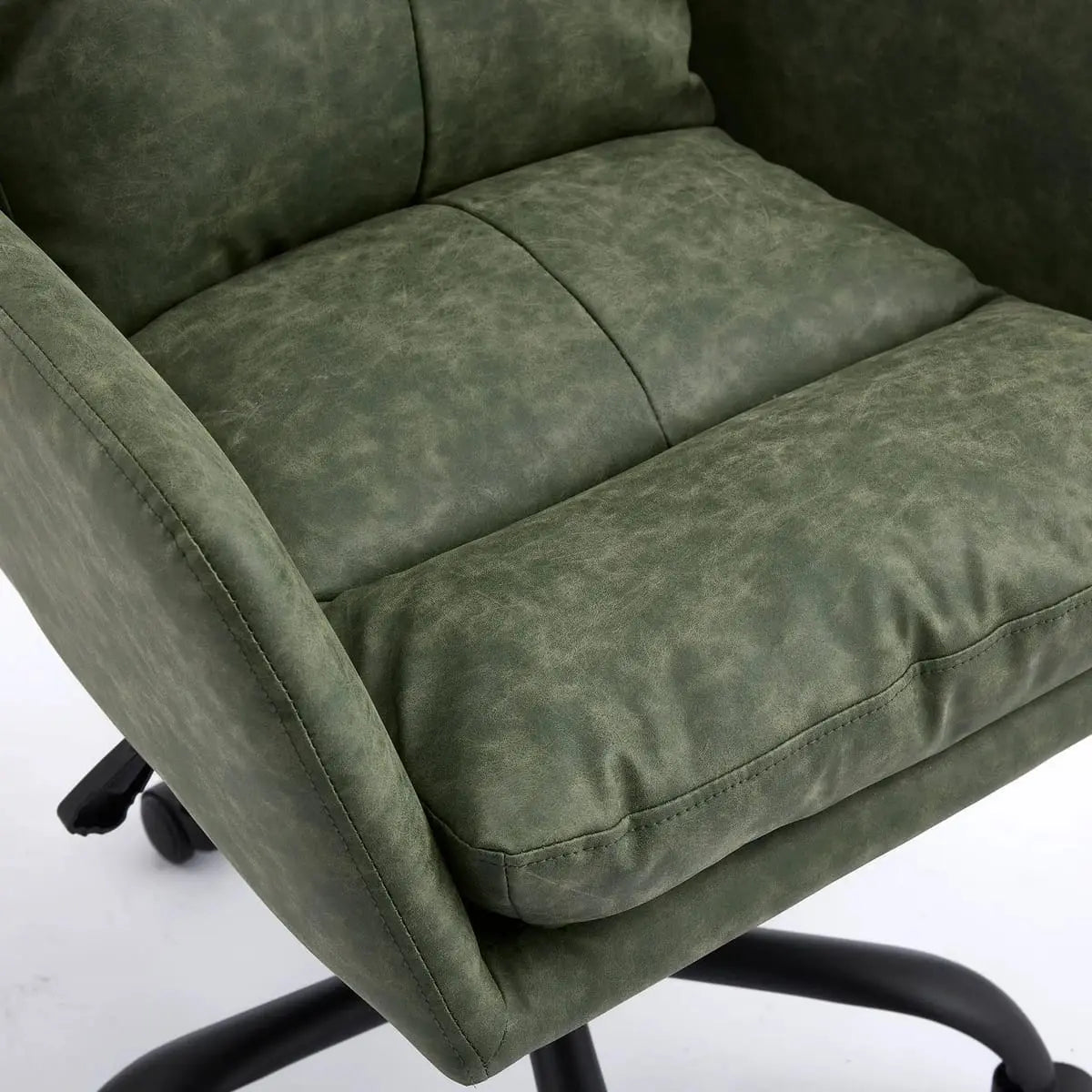 Green PU leather GiGA office task chair with adjustable height and sturdy metal frame, designed for comfortable workspace seating.
