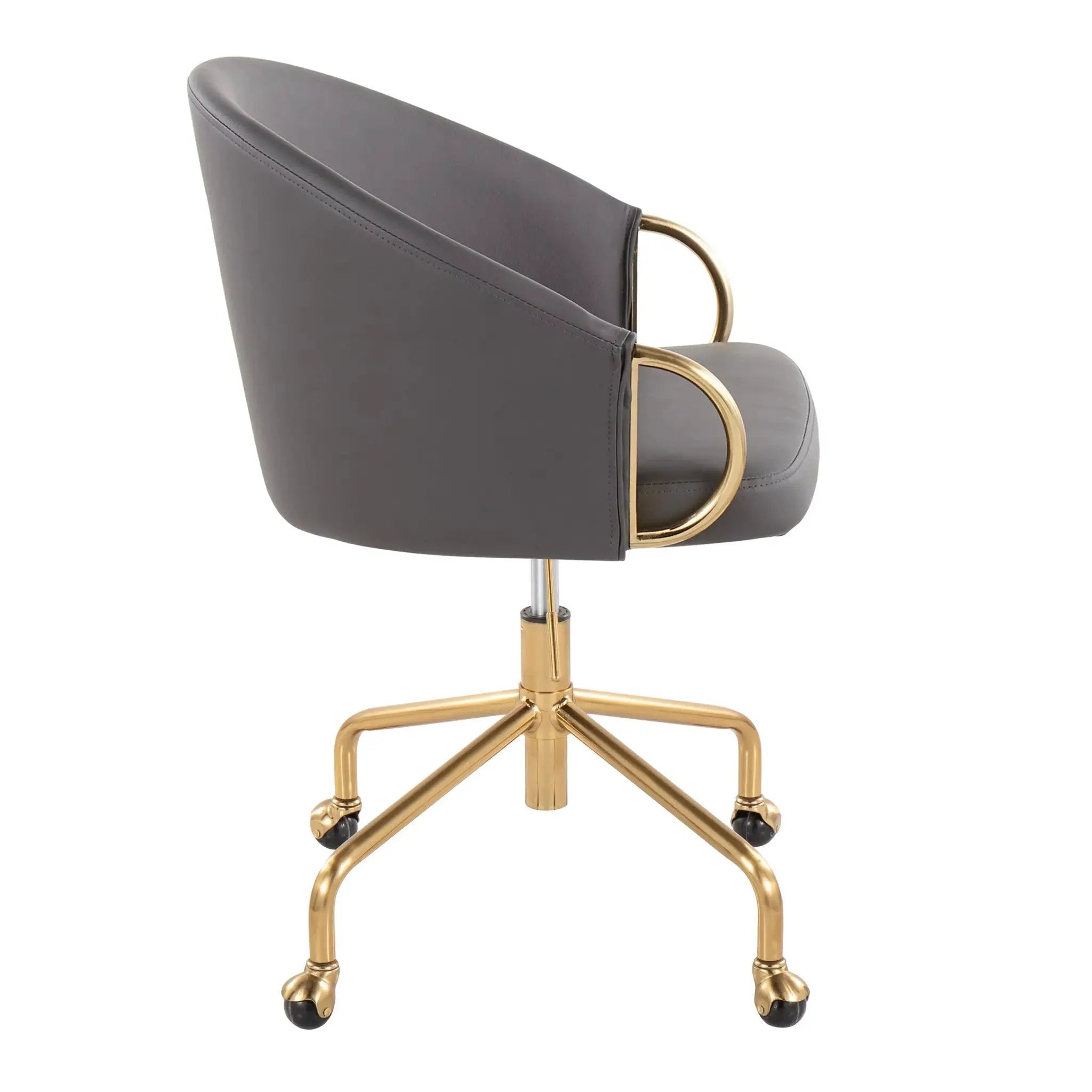Gray LumiSource Claire luxurious task chair with adjustable height and ergonomic design, suitable for office or home workspace.