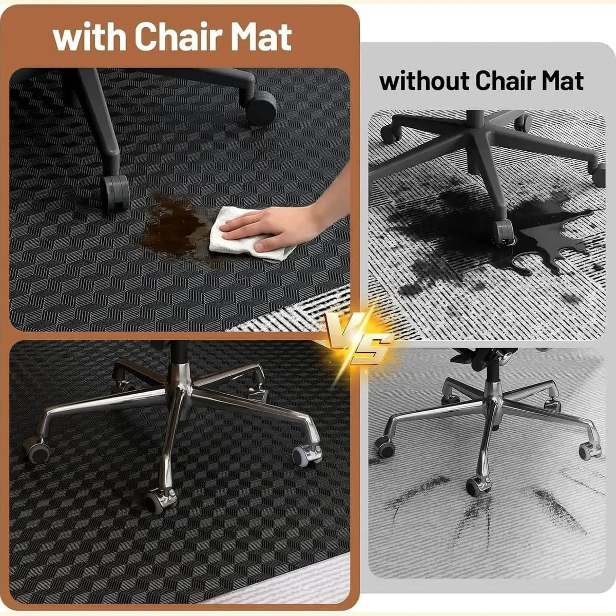 Gleedake heavy-duty clear chair mat with lip for low pile carpet, featuring smooth glide surface for easy movement.