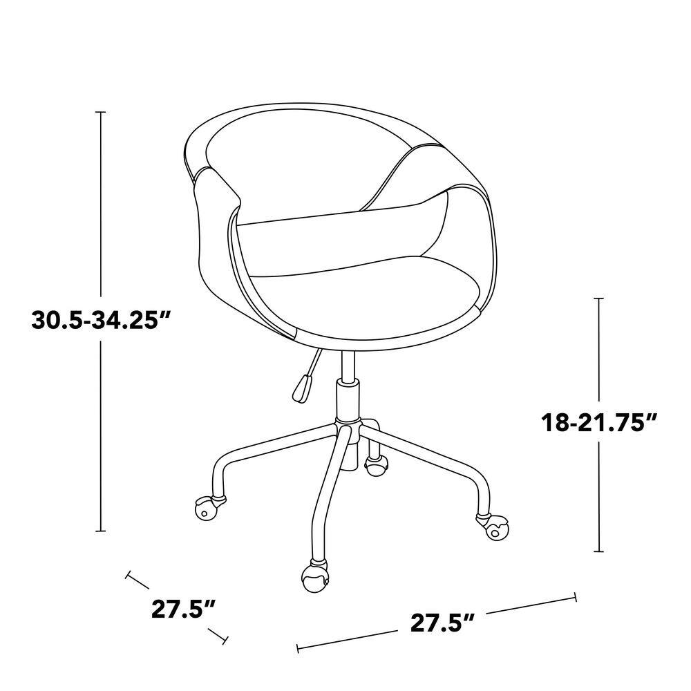 Light Grey Faux Leather Task Chair with Gold Swivel Base