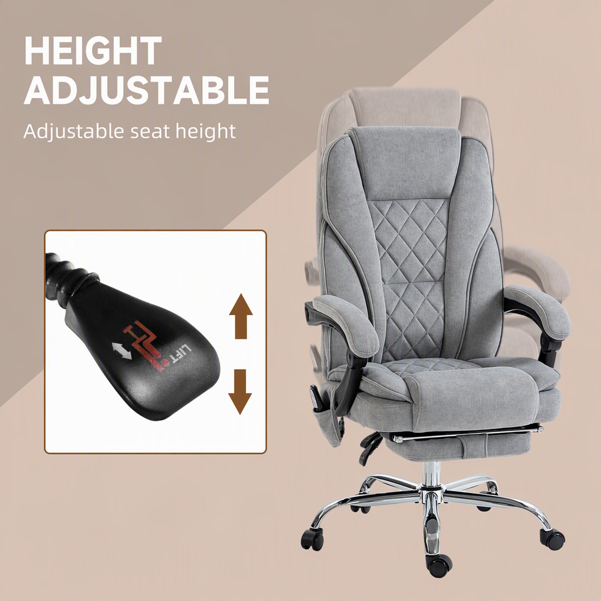 Adjustable seat height with gas lift lever