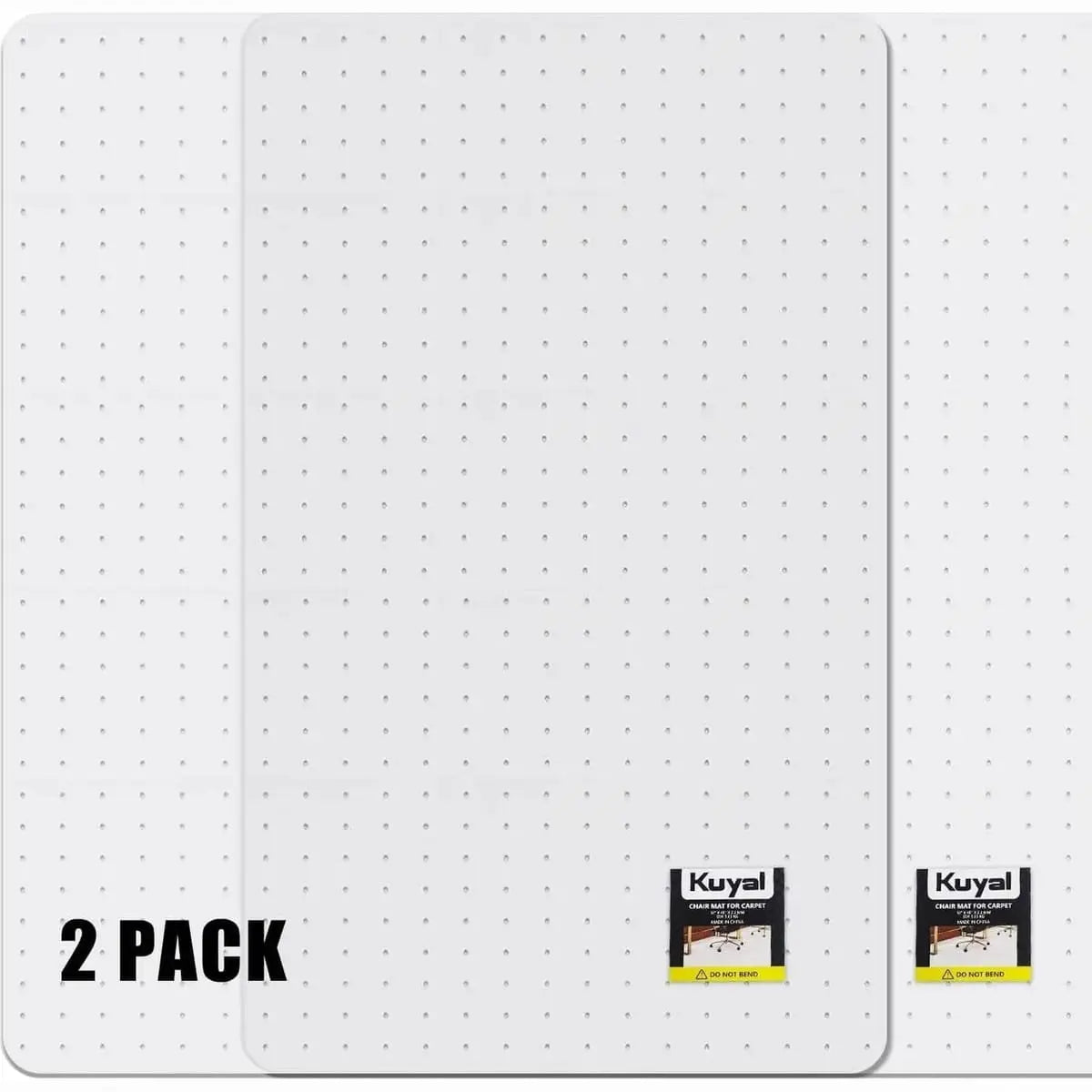 Kuyal office chair mat with studded underside for carpeted floors, non-slip design, protects carpets, durable and easy to move.