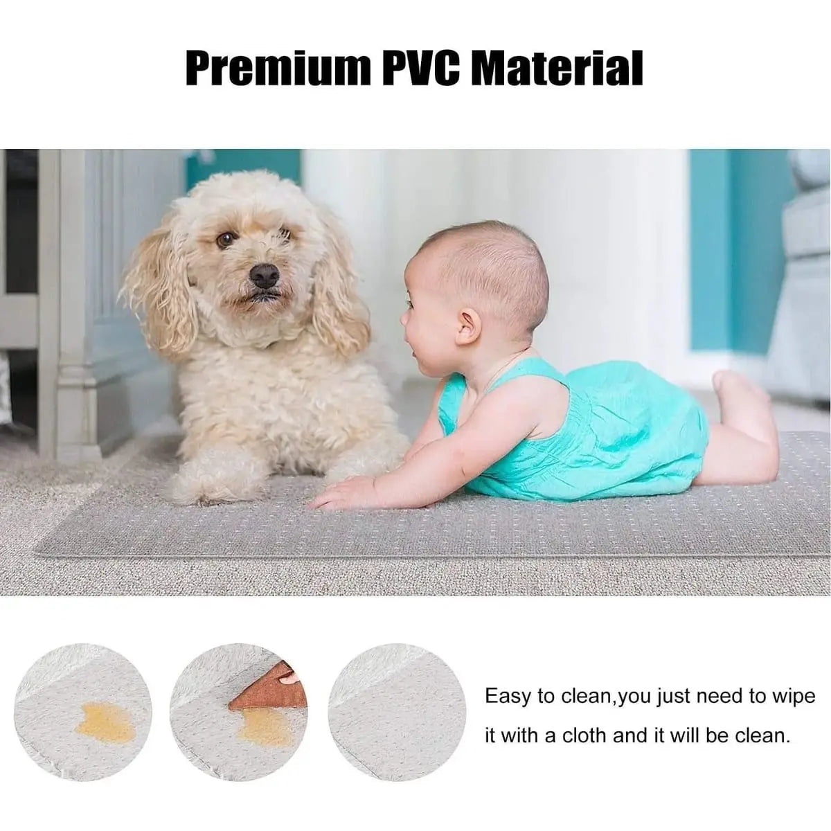 Kuyal transparent desk chair mat for carpet, 36x48 inches, with studded grip, designed to protect carpets and provide smooth movement.
