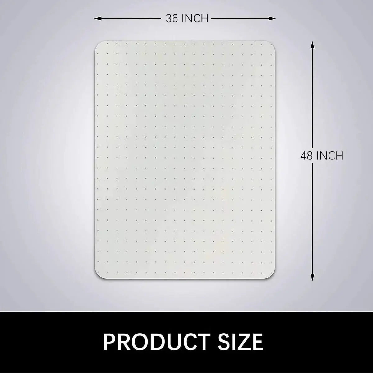 Kuyal transparent desk chair mat for carpet, 36x48 inches with studded grip, protects carpets and allows smooth chair movement.