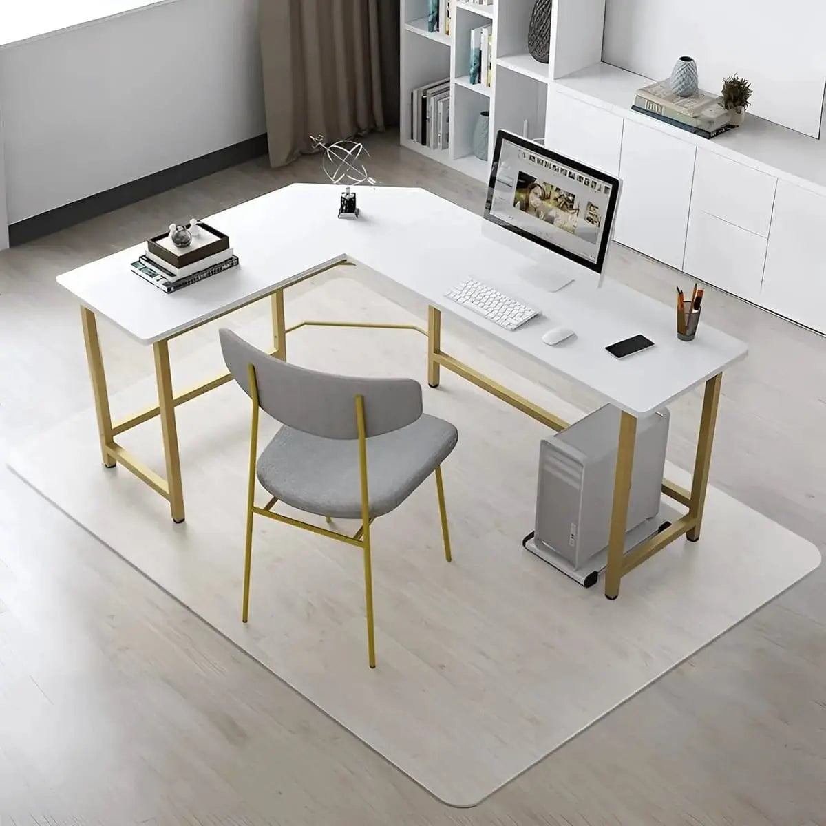 Kuyal clear chair mat for hardwood floors, 30x48 inches, non-slip protection, rectangular shape, ideal for office chairs.