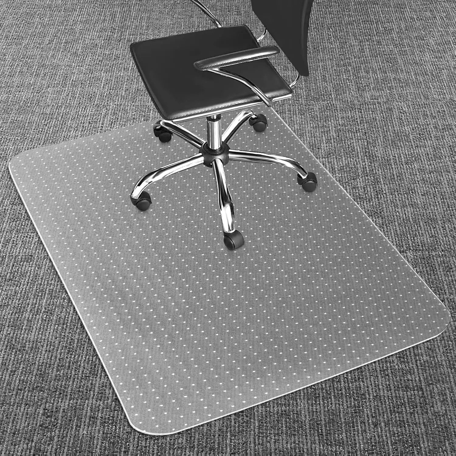LeapYouth clear, heavy-duty carpet chair mat with non-slip surface, designed for protecting floors and easy movement.